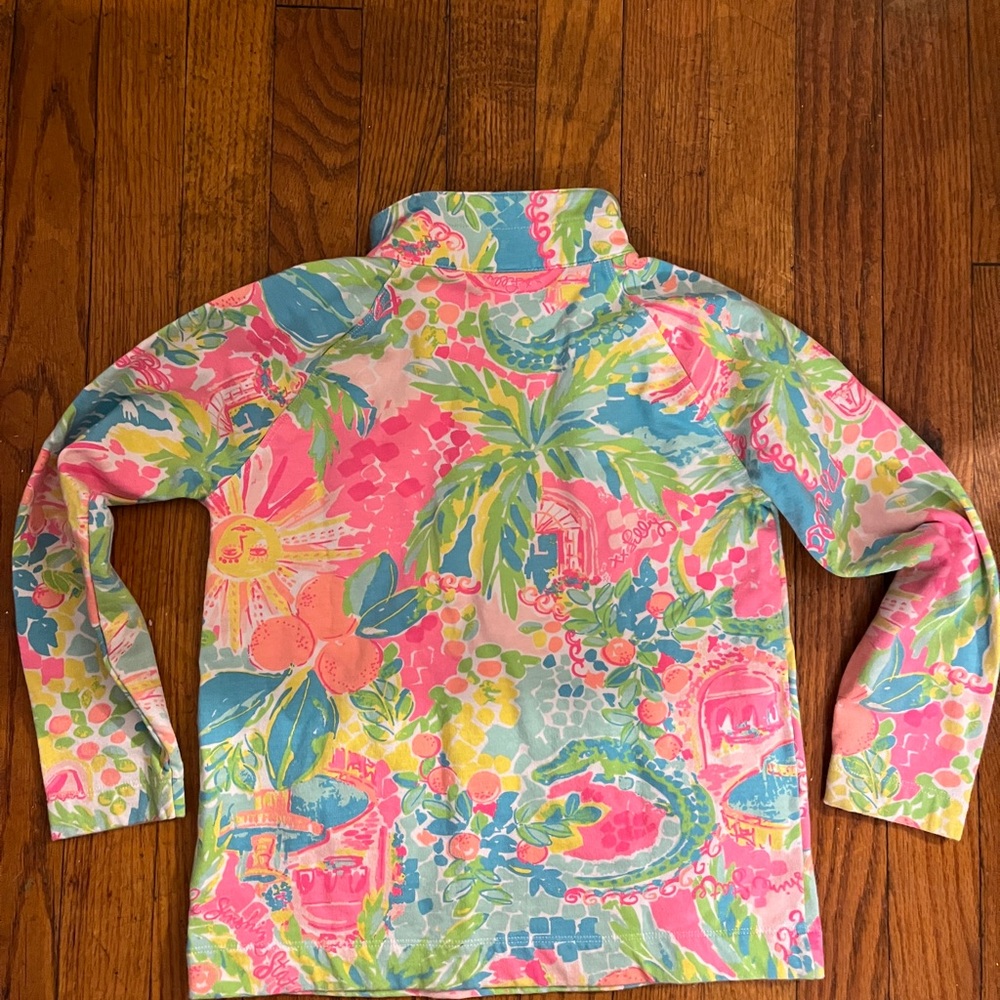 Lilly Pulitzer Pink and Blue Kids Swim Rashguard - Picture 3 of 17